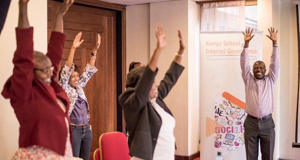 The 2017 Kenya School of Internet Governance Cohort during a break.