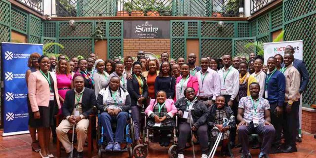 KICTANet-CA Technical workshop participants on Internet and Disability posing fora group photo.