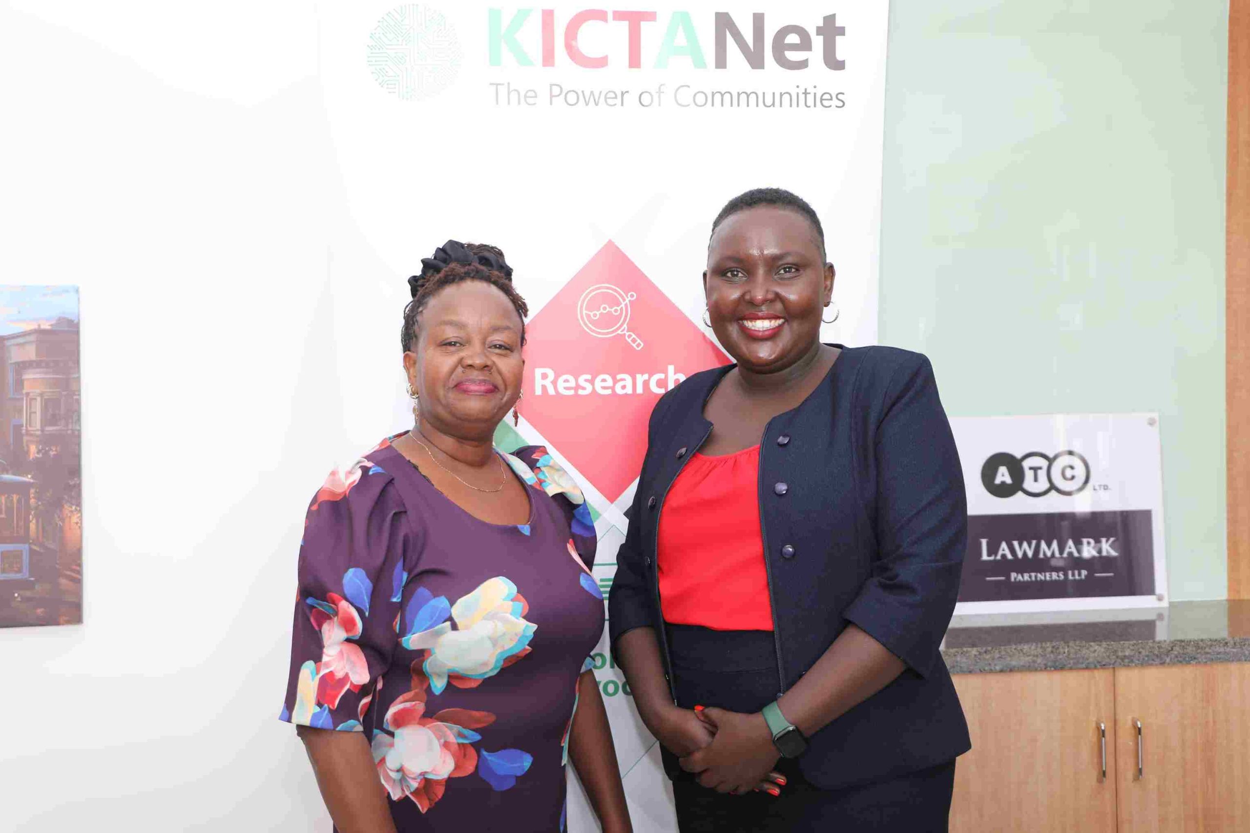 Dr Grace Githaiga CEO KICTANet and Ms Lonah Losem - CEO CAF when she paid a courtesy visit to KICTANet