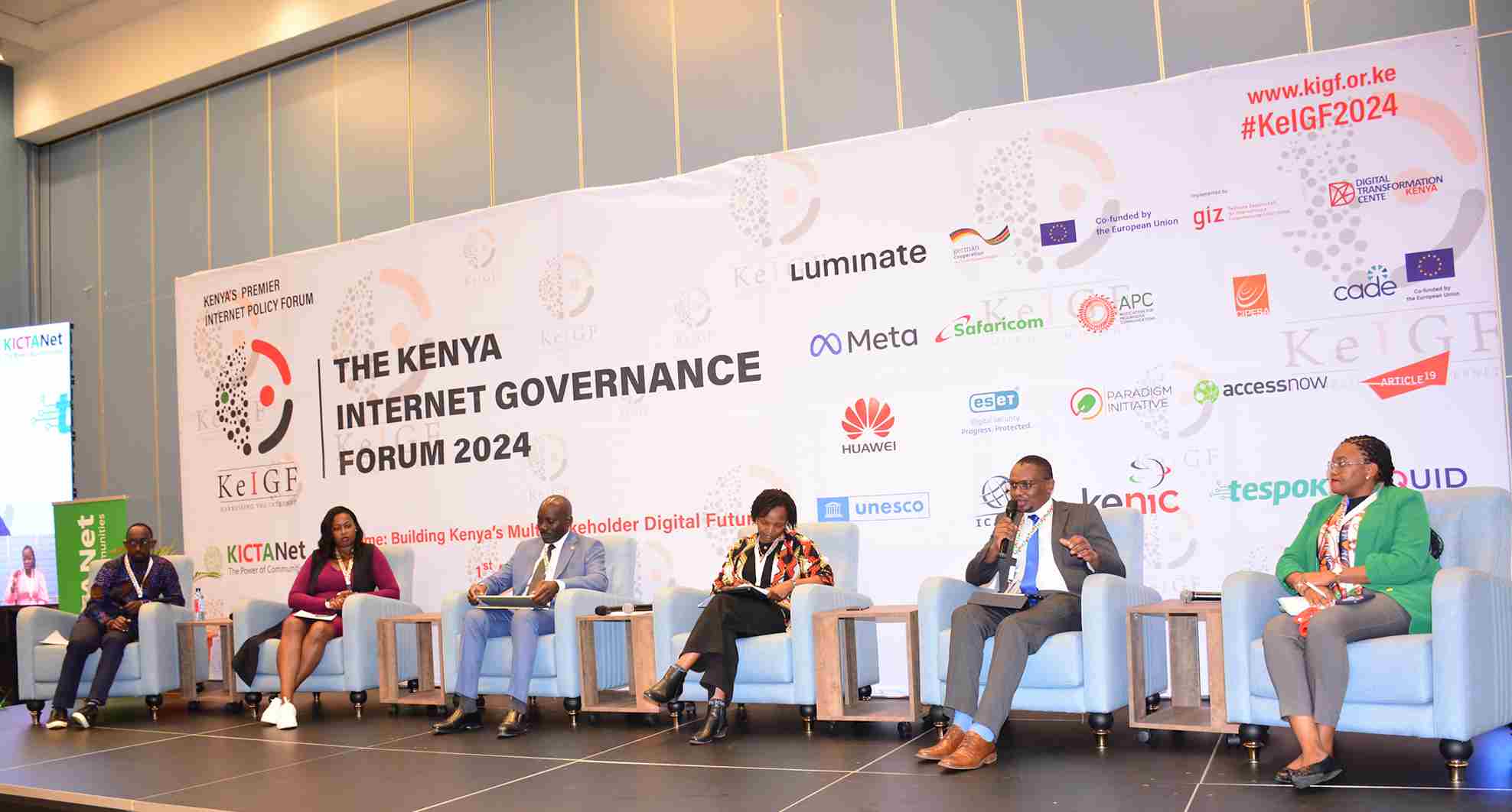 Panellists included Bridgette Ndong from the Office of the Data Protection Commissioner, Moses Kipchirchir from KPMG, Mary Mwangi from the Association of Fintechs in Kenya, Dr. David Njoga from NC4, and Michelle Kuria from ESET Africa. The session was moderated by Tevin Mwenda from GIZ.