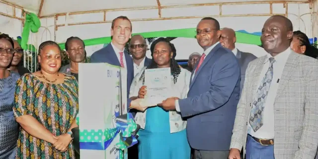 The British Deputy High Commissioner, Dr. Ed Barnett and Busia Governor Dr Otuoma during the launch of the Ksh640 million investment in the 'Strengthening Digital Communities' project.