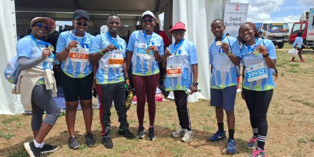 A photo of the KICTANet tean during the Standard chartered Nairobi Marathon 2024