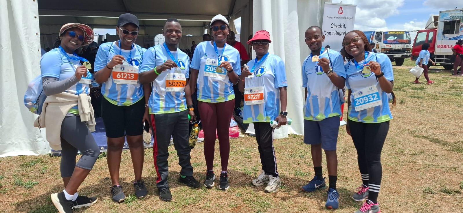 A photo of the KICTANet tean during the Standard chartered Nairobi Marathon 2024