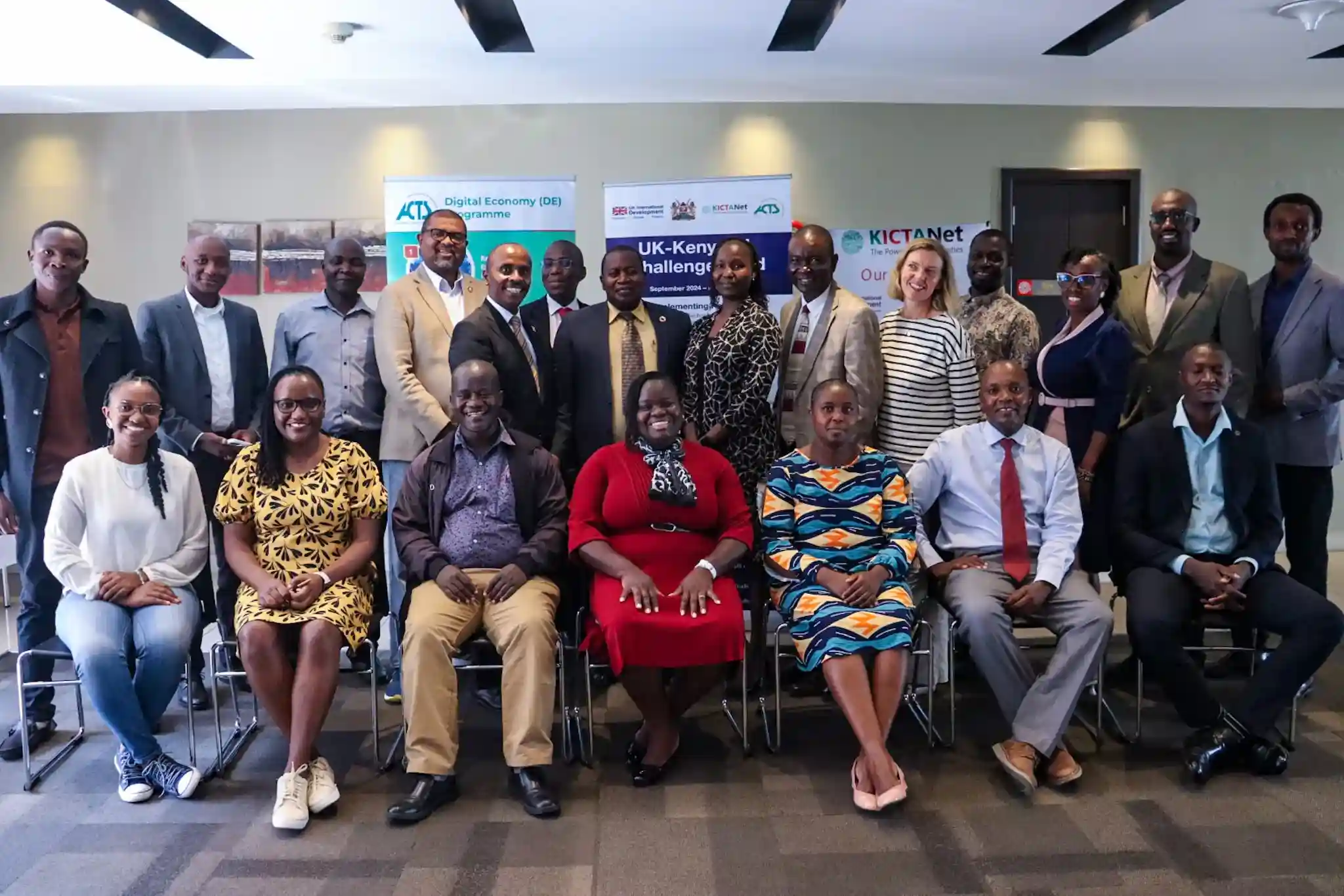 A section of the beneficiaries of the UK-Kenya AI Challenge Fund during the review of the program in Nairobi.